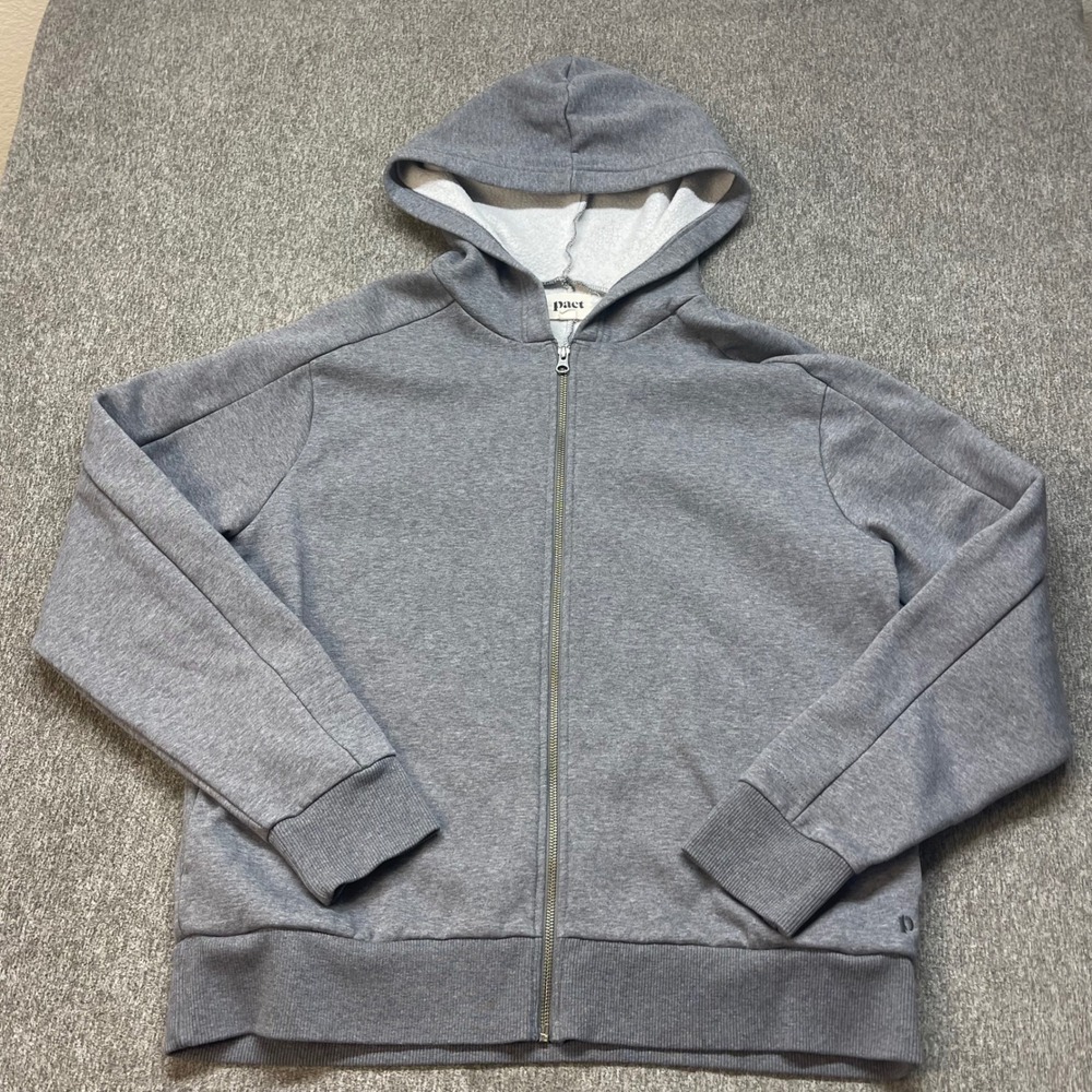 Pact Organic Cotton Full Zip Hoodie Gray XL Sustainable Fleece Sweatshirt - Picture 1 of 10